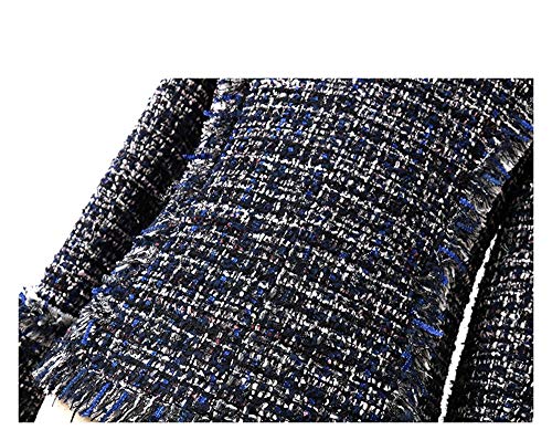 DGFHR Chaqueta De Mujer La Chaqueta Pequeña De Fragancia Royal Blue Tweed Es Delgada, L