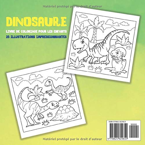 Dinosaure Livre De Coloriage Pour Les Enfants: Dinosaures Pages de Coloriage pour Les Enfants de 4-8 Ans, 25 Illustrations Impressionnantes