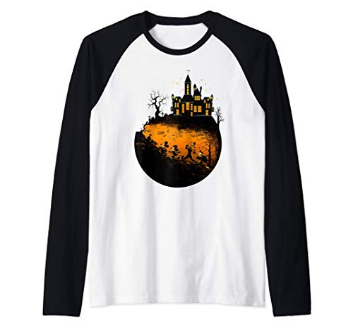 Disney Mickey And Friends Halloween Group Shot Camiseta Manga Raglan