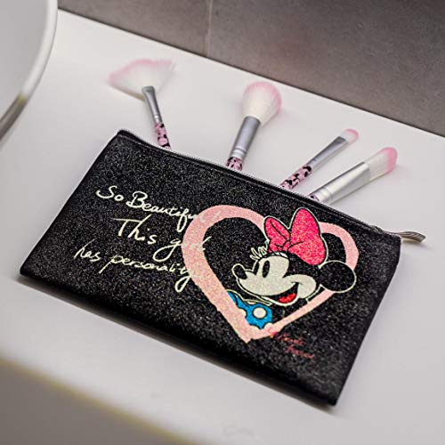 Disney Minnie Mouse Juego de Brochas de Maquillaje, Incluye Neceser y Brochas, Set de Belleza para Niñas, Adolescentes y Mujeres, Regalo Cumpleaños Navidad para Niñas!
