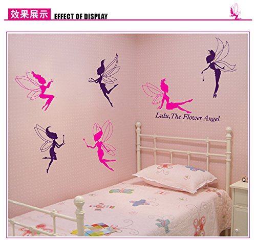 DIY Murales adhesivos y pegatinas de pared Póster,Fairy Flower Fairy Habitación para niños Dormitorio Mesita de noche Kindergarten Wallpaper Wallpaper PVC Etiqueta de la pared extraíble