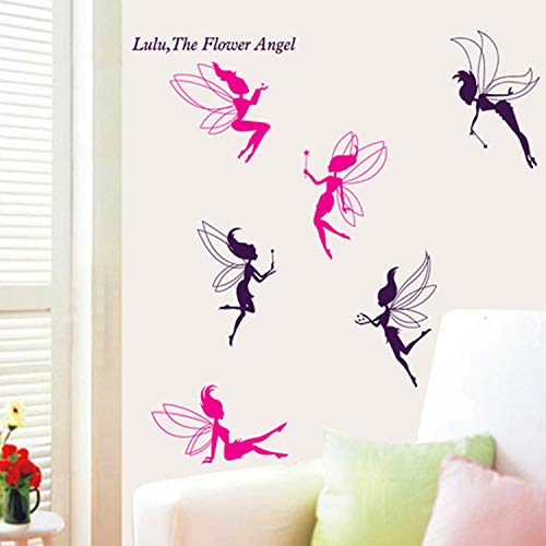 DIY Murales adhesivos y pegatinas de pared Póster,Fairy Flower Fairy Habitación para niños Dormitorio Mesita de noche Kindergarten Wallpaper Wallpaper PVC Etiqueta de la pared extraíble