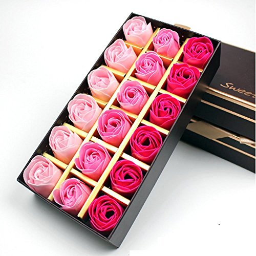 DMZK 18 Pcs Jabón Flor de Rosa con Caja de Regalo, Bodas, Regalos de cumpleaños, Regalos de San Valentín ect