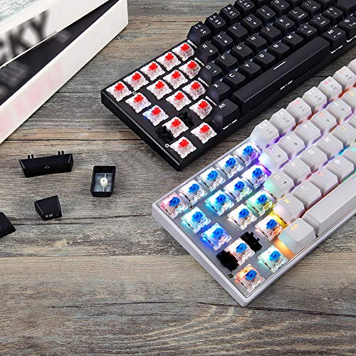 Docooler CK62 BT3.0 - Teclado mecánico con Cable para Tableta y portátil Blanco