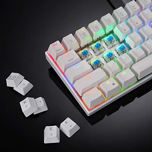 Docooler CK62 BT3.0 - Teclado mecánico con Cable para Tableta y portátil Blanco