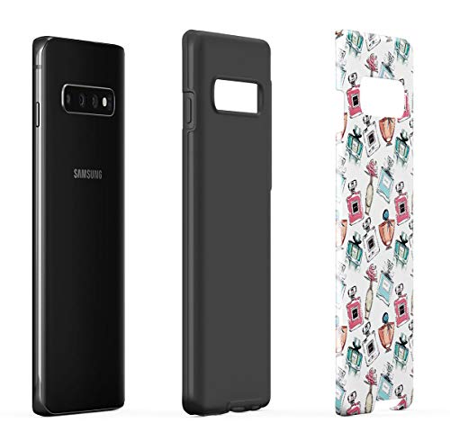 DODOX Case Cover Compatible with Samsung Galaxy S10 Plus Silicone Inner & Outer Hard PC Shell 2 Piece Hybrid Armor Parfume Bottless Girly Pattern