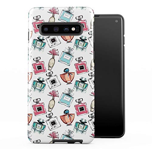 DODOX Case Cover Compatible with Samsung Galaxy S10 Plus Silicone Inner & Outer Hard PC Shell 2 Piece Hybrid Armor Parfume Bottless Girly Pattern