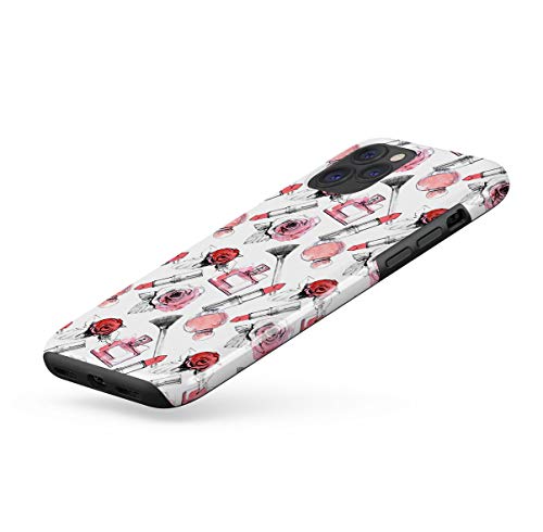 DODOX Soft Red Rose Blossom & Parfume Pattern Case Cover Compatible with iPhone 11 Pro MAX Silicone Inner & Outer Hard PC Shell 2 Piece Hybrid Armor