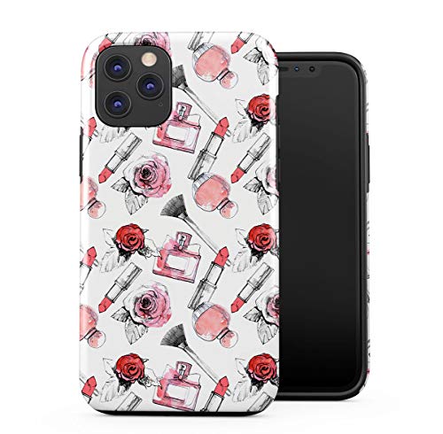 DODOX Soft Red Rose Blossom & Parfume Pattern Case Cover Compatible with iPhone 11 Pro Silicone Inner & Outer Hard PC Shell 2 Piece Hybrid Armor