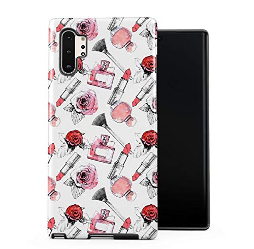 DODOX Soft Red Rose Blossom & Parfume Pattern Case Cover Compatible with Samsung Galaxy Note 10 Plus Silicone Inner & Outer Hard PC Shell 2 Piece Hybrid Armor