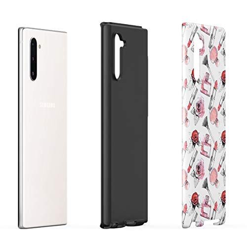 DODOX Soft Red Rose Blossom & Parfume Pattern Case Cover Compatible with Samsung Galaxy Note 10 Silicone Inner & Outer Hard PC Shell 2 Piece Hybrid Armor
