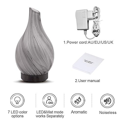 Dongdexiu La aromaterapia Creativa de Madera del Grano de Cristal Inclinado automático Mini Boca humidificador con Siete lámpara Color, Capacidad: 100 ml, AU Plug (Color : Color3)