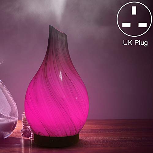 Dongdexiu La aromaterapia Creativa de Madera del Grano de Cristal Inclinado automático Mini Boca humidificador con Siete lámpara Color, Capacidad: 100 ml, AU Plug (Color : Color3)