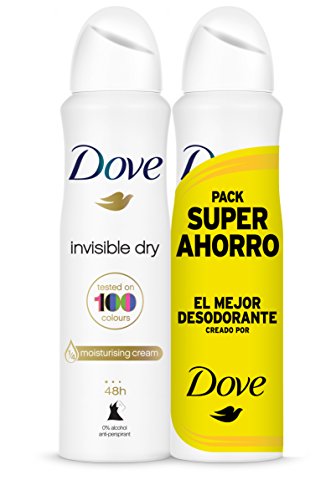 Dove Invisible Dry Desodorante Antitranspirante en Aerosol Antimanchas en 100 Colores sin Alcohol, 2x200 ml