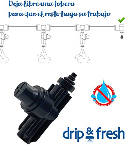 Drip&Fresh C5125-3 - Válvula anti goteo para sistemas de nebulización de agua. Pack de 3 unidades. Compatible con todas las toberas 10/24 de baja presión. Evita el goteo de las instalaciones