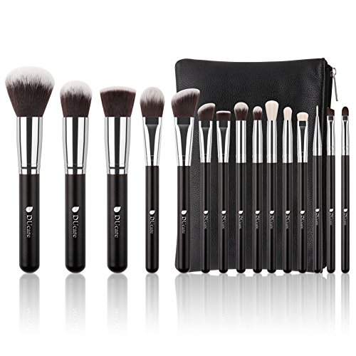 DUcare Brochas de Maquillaje 15 pcs Maquillaje Profesional Pinceles Maquillaje de Ojos Rubor Contorno de los Labios Brochas Cosméticas+ Bolso Negro