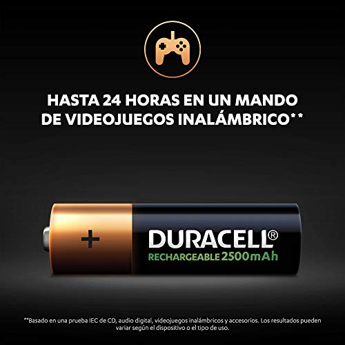 Duracell - Pilas Recargables AA 2500 mAh, paquete de 8