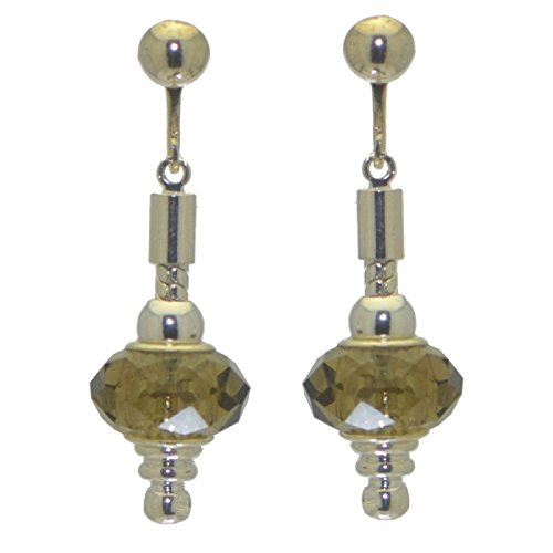 ECLECTICA silver plated light amber crystal clip on earrings