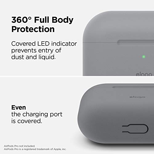 elago Original Funda Silicona Compatible con Apple AirPods Pro (2019) - 360° Protección de Cuerpo Completo, Premium Silicona [Ajuste Probado] (Gris Medio)