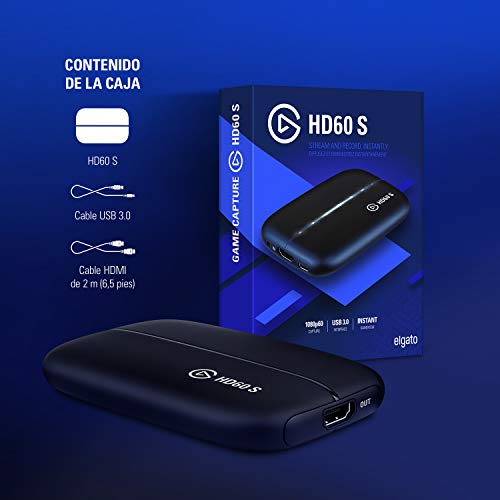 Elgato Game Capture HD60 S - Capturadora de juegos (Xbox 360, PlayStation o Nintendo) con una imagen a 1080P 60FPS Captura, USB 3.0 (Externo), Negro