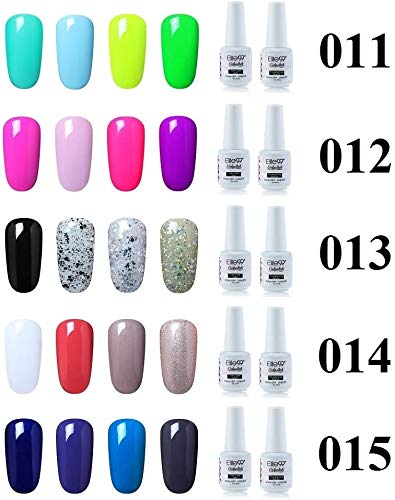 Elite99 Esmalte Semipermanente UV LED 6pcs Kit Uñas de Gel Pintauñas con Base Top Coat Esmalte de Uñas Soakoff Manicura - Gift set 020