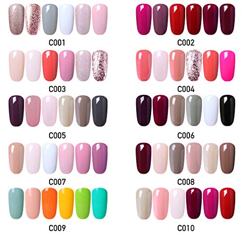 Elite99 Esmaltes Semipermanentes de Uñas en Gel UV LED, 6pcs Kit de Esmaltes de Uñas 10ml 006