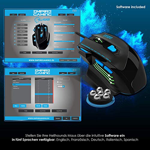 EMPIRE GAMING - Neu - PC-Gamer-Pack Hellhounds - Tastatur Maus Mausmatte - mit Software individuell einstellbar - LED-RGB-Rückbeleuchtung - 7200 DPI - mit Windows kompatibel