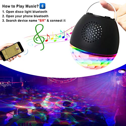 ENONEO Luces Discoteca 16 Colores Bola Discoteca con Cable USB LED Giratoria Luz de Fiesta Bola Fiesta Escenario con Bluetooth Control Remoto para Cumpleaños Discoteca Fiesta Bar Navidad Bodas (Black)