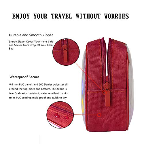 Eono by Amazon - Bolsas de Aseo Transparente Neceser Avion Unisexo Neceseres de Viaje Bolsa de Cosmético Neceser PVC Impermeable Organizador de Viaje, Borgoña, 2 Pcs