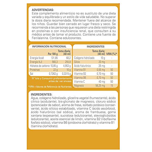 Epaplus Articulaciones Colágeno + Silicio+ Ácido Hialurónico Líquido sabor frambuesa - 1 litro - 25 Días