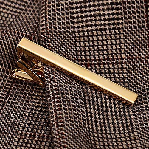 Epinki Joyería Hombre Clip de Corbata Acero Inoxidable Surco Líneas Tie Oro Tie Clip