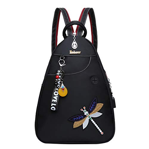 Eshow Mochila Bolso Bandolera para Mujeres y Chicas de Tela Nylon con Puerto de USB Viaje Casual Escolares