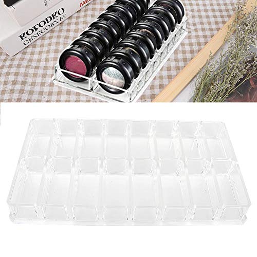 Esmalte de uñas Display 16 rejillas Dual Row Acrílico transparente Sombra de ojos Maquillaje en polvo suelto Caja de almacenamiento de cosméticos para tienda y exhibición Pintalabios