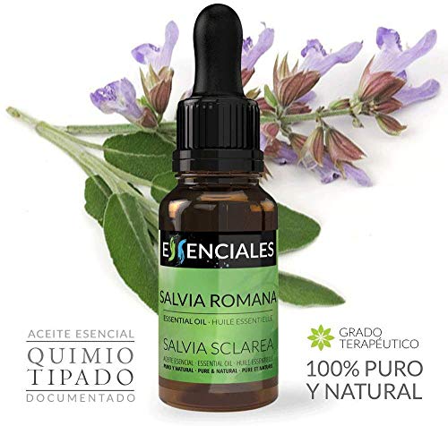 Essenciales - Aceite Esencial de Salvia Sclarea o Romana, 100% Puro, 10 ml | Aceite Esencial Salvia Sclarea