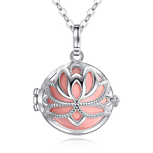 EUDORA Harmony Ball Bisutería Mujer Llamador de Angeles, Loto Sagrado Cadena Colgantes Joyería para Mujer Niña de Circonia Regalos Originales Carillón Música Cadena con Collar, 76,2cm