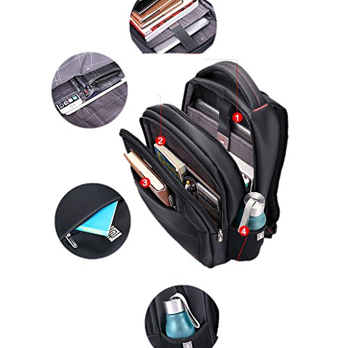 Evay Mochila para computadora portátil de 15.6 pulgadas, mochilas impermeables, bolsas de viaje para computadora portátil Mochila de computadora para hombres, mujeres Negro