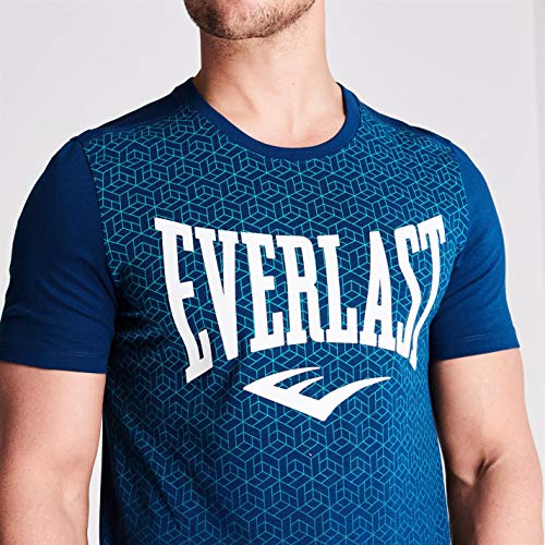 Everlast - Camiseta de cuello redondo para hombre, con estampado geométrico Azul azul M