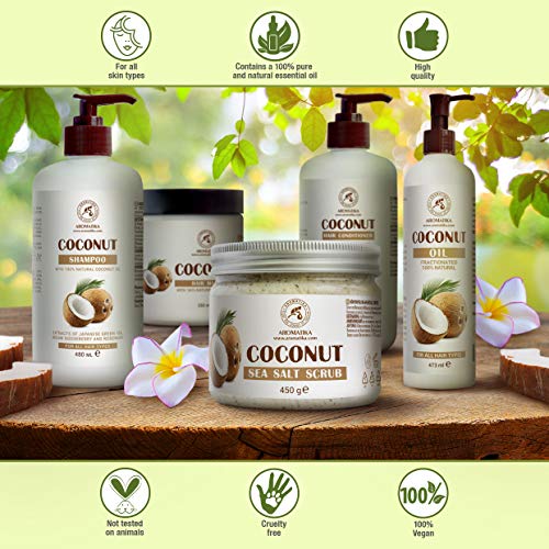 Exfoliante Corporal 450g - Coco & Sal Marina Exfoliante - Limpia la Piel - Hidratante - Anticelulítica - Cuidado del Cuerpo & Facial - Rico en Minerales de Sal Marina - Coconut Sea Salt Scrub