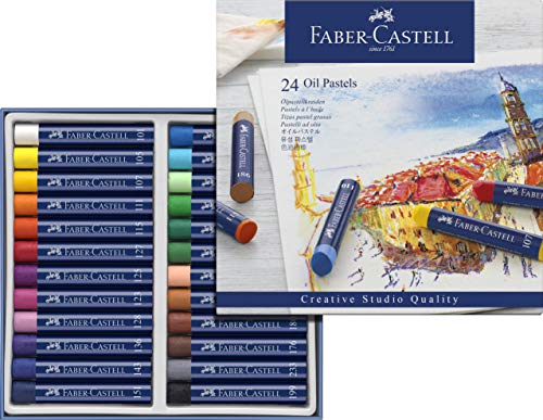 Faber-Castell 127024 - Estuche de cartón con 24 ceras pastel de aceite, multicolor