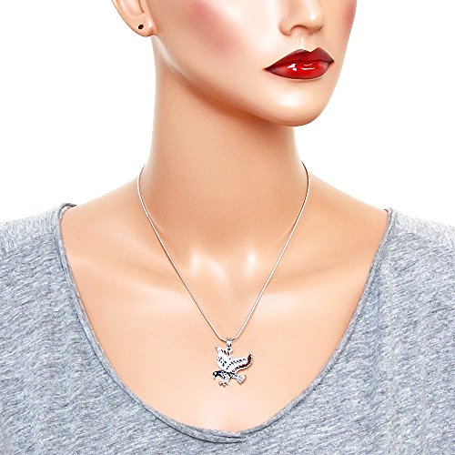 Falari American Eagle Colgante Collar Rodio de Alta Pulido de Cristal Rhinestone j1459