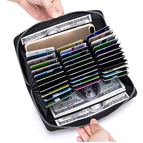 FANDARE Billetera Cuero Cartera con RFID Mujer Wallet para Estilo Monedero Billetera de Cuero con 36 Ranuras para Tarjetas Bolsillo Crédito Tarjetas Ranuras para Tarjetas Crédito Gran Capacidad Rosado