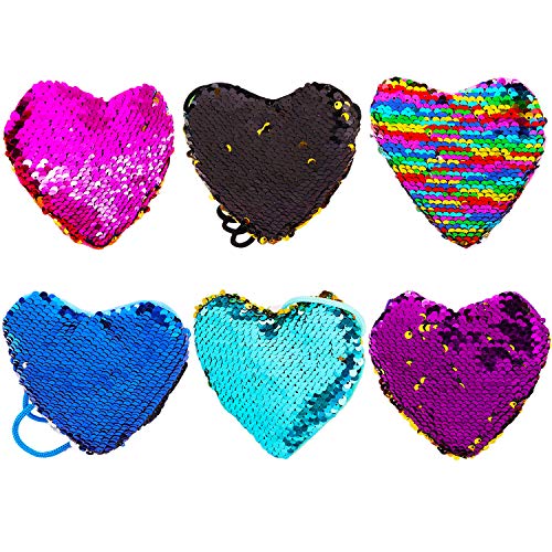 FANDE Monedero Forma de Corazon Bolso Lentejuelas Bolso Bandolera con Lentejuelas Monedero con Lentejuelas Mini Bolso Mensajero Monedero Regalos para Chicas 6 Piezas