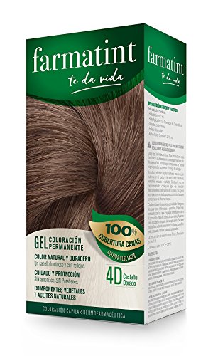 Farmatint Gel 4D Castaño Dorado | Color natural y duradero | Componentes vegetales y aceites naturales | Sin amoníaco | Sin Parabenos | Dermatológicamente testado