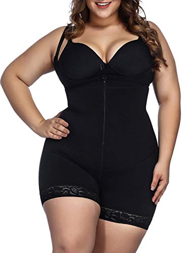 FeelinGirl Mujer Faja Reductora con Cinta Ajustable Corsé Bustier Ajustable Cremallera Shapewear Corset Waist Trainer Negro XS/Talla 32-34