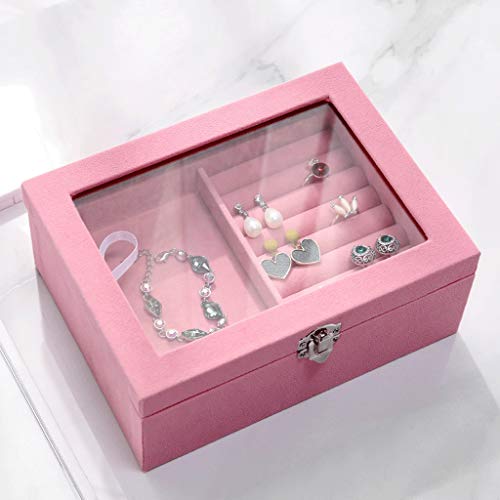 ffshop Botes herméticos Caja de Almacenamiento de Gran Capacidad Simple Pulsera Collar Pendientes de Anillo Joyero Botes de Vidrio