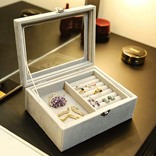 ffshop Botes herméticos Caja de Almacenamiento de Gran Capacidad Simple Pulsera Collar Pendientes de Anillo Joyero Botes de Vidrio