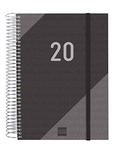 Finocam 741106020 Espiral Year- Agenda 2020,  70gr/m2, Negro, 155 x 212 mm