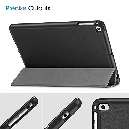 Fintie Funda para iPad 9.7 2018 con Soporte Incorporado para Pencil Original - Carcasa Ligera Trasera Protectora de TPU Suave con Función de Soporte y Auto- Reposo/Activación, Negro