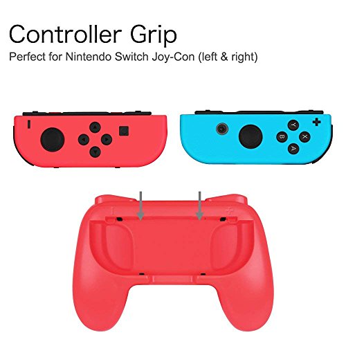 Fintie Mango (2-Pack) para Nintendo Switch Joy-Con [Diseño Ergonomico] Kit de Controlador Resistente al Desgaste Mando Cómodo de Control de Juego, Rojo y Azul