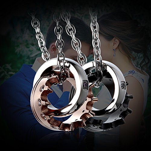 Flongo Pulseras para Parejas, His Queen y Her King, Acero Inoxidable Collares de Parejas Enamorados Coronas Colgantes, Original Regalo para San Valentín/Navidad